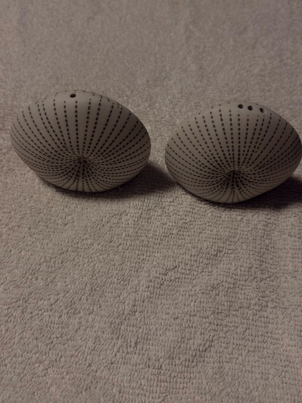 Handcrafted Porcelain Coastal Pebble Salt & Pepper Shaker Set – Matte White